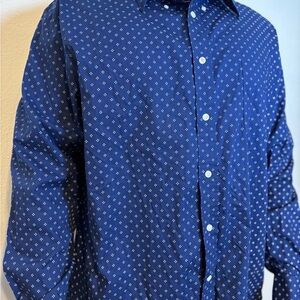Ralph Lauren Navy Diamond Print Shirt, office, formal, black label P0085